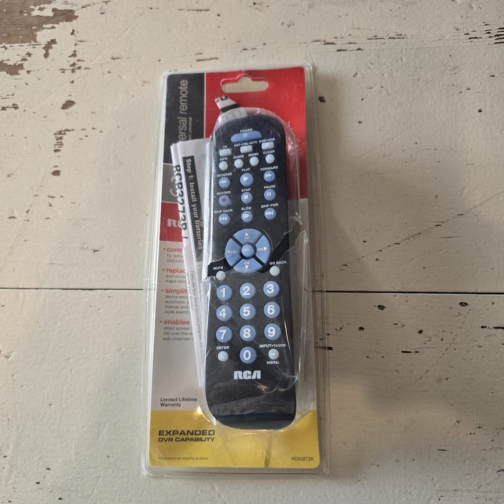 RCA RCR3273R Universal Remote Control ~3 Devices TV SAT CBL DTC DVD VCR NEW open
